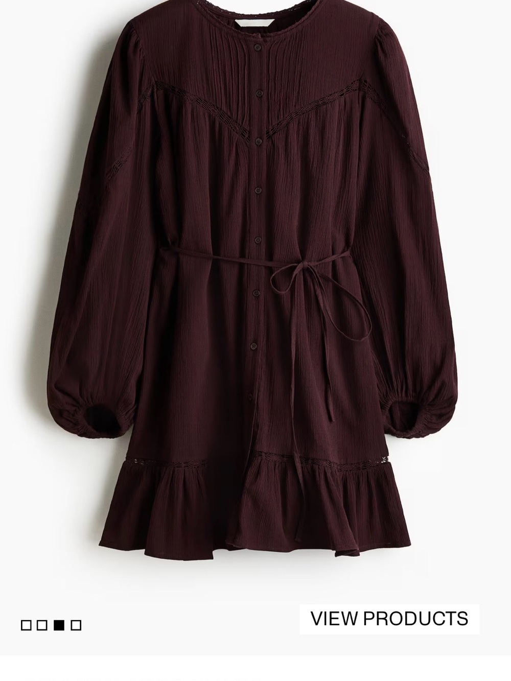 Long-Sleeve Button Mini Dress Tunic in dark brown-size small